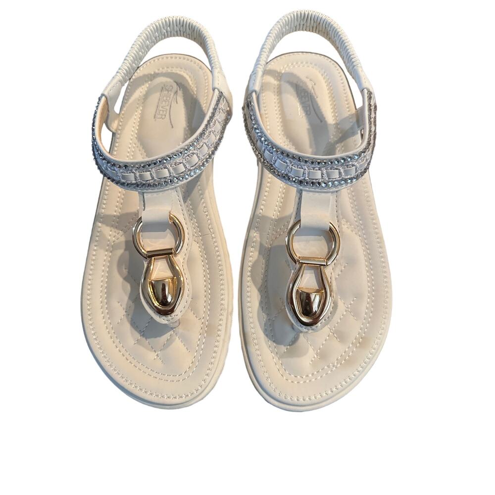 Women’s Shibever White Thong Sandals. Size 40 ( 8.5 )
